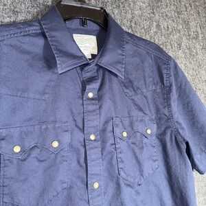 Tecovas Western Pearl Snap Shirt Men's Medium Blue Short Sleeve Cowboy Rancher
